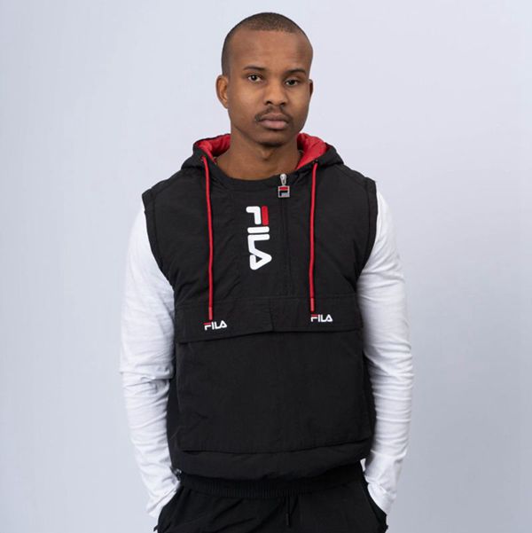 Coletes Fila Homem Pretas/Vermelhas/Branco - Fila Marco Utility Hooded Outlet Portugal,BDJC-18479